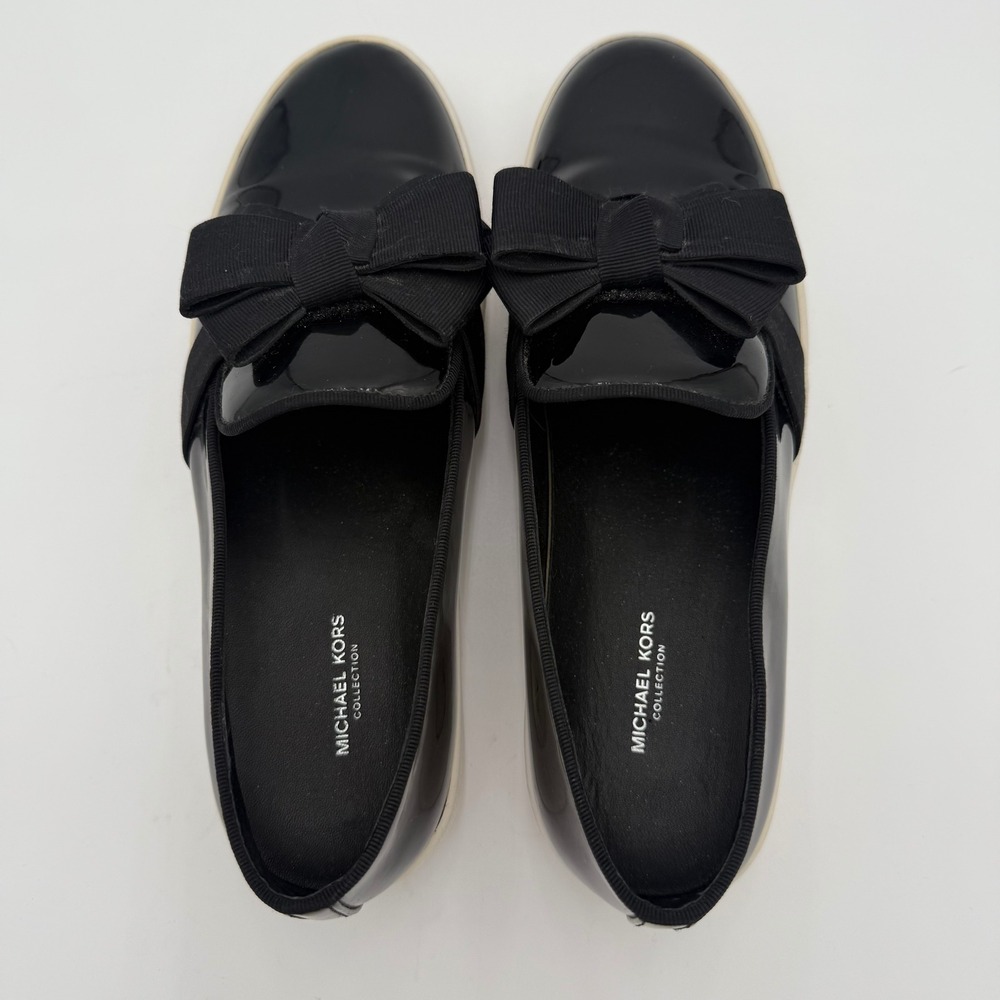 Michael Kors Collection Black Patent Bow Slip-On Sneakers
